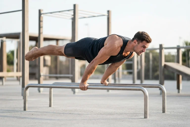 Atleta entrenando al aire libre en calistenia para mejorar su composición corporal con BsAs PT.