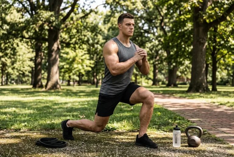 Persona común realizando ejercicio controlado en un parque para combatir la insulinorresistencia de forma natural.