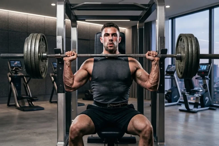 Atleta gestionando la fatiga al evitar entrenar al fallo para maximizar el volumen y la hipertrofia muscular.