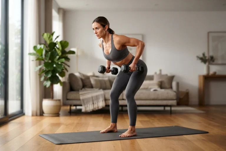 Home training en el living de casa para ganar músculo y crear el hábito de entrenar con BsAs Personal Trainer.