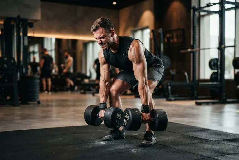 Atleta optimizando su metabolismo mediante entrenamiento de fuerza con carga progresiva.