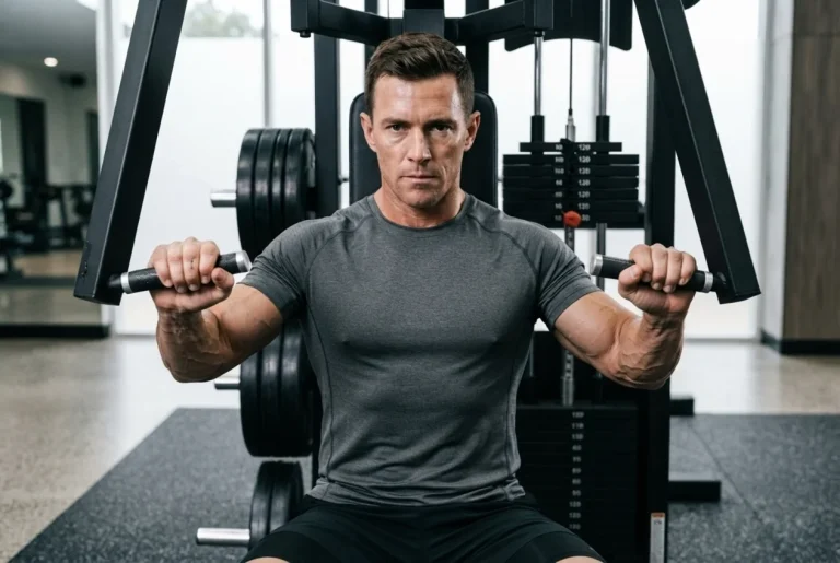 Atleta aplicando el método Rest Pause en máquina para maximizar la masa muscular con micro-pausas estratégicas.