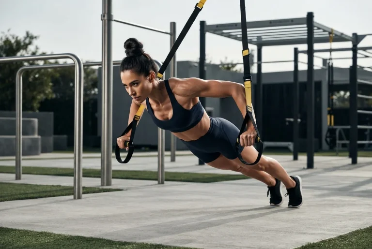 Atleta realizando plancha olímpica en trx para mejorar fuerza funcional y estabilidad con BsAs Personal Trainer.